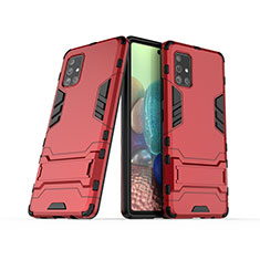 Funda Bumper Silicona y Plastico Mate Carcasa con Soporte KC3 para Samsung Galaxy A71 4G A715 Rojo