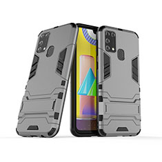Funda Bumper Silicona y Plastico Mate Carcasa con Soporte KC3 para Samsung Galaxy M31 Gris