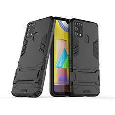 Funda Bumper Silicona y Plastico Mate Carcasa con Soporte KC3 para Samsung Galaxy M31 Prime Edition Negro