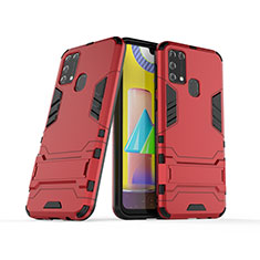 Funda Bumper Silicona y Plastico Mate Carcasa con Soporte KC3 para Samsung Galaxy M31 Rojo