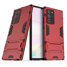 Funda Bumper Silicona y Plastico Mate Carcasa con Soporte KC3 para Samsung Galaxy Note 20 Ultra 5G Rojo