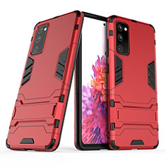 Funda Bumper Silicona y Plastico Mate Carcasa con Soporte KC3 para Samsung Galaxy S20 FE 5G Rojo