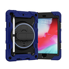 Funda Bumper Silicona y Plastico Mate Carcasa con Soporte L01 para Apple iPad Mini 4 Azul
