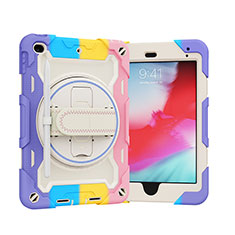 Funda Bumper Silicona y Plastico Mate Carcasa con Soporte L01 para Apple iPad Mini 4 Morado