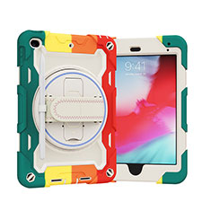 Funda Bumper Silicona y Plastico Mate Carcasa con Soporte L01 para Apple iPad Mini 4 Rojo