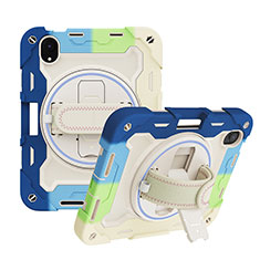 Funda Bumper Silicona y Plastico Mate Carcasa con Soporte L01 para Apple iPad Mini 6 Azul Cielo