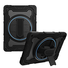 Funda Bumper Silicona y Plastico Mate Carcasa con Soporte L02 para Apple iPad 10.2 (2020) Negro