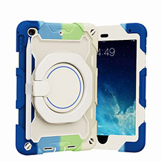 Funda Bumper Silicona y Plastico Mate Carcasa con Soporte L02 para Apple iPad Mini 4 Azul Cielo