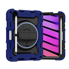 Funda Bumper Silicona y Plastico Mate Carcasa con Soporte L02 para Apple iPad Mini 6 Azul