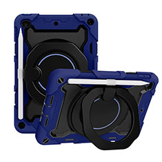 Funda Bumper Silicona y Plastico Mate Carcasa con Soporte L03 para Apple iPad Mini 4 Azul