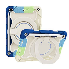 Funda Bumper Silicona y Plastico Mate Carcasa con Soporte L03 para Apple iPad Mini 4 Azul Cielo