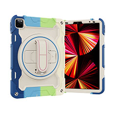 Funda Bumper Silicona y Plastico Mate Carcasa con Soporte L03 para Apple iPad Pro 11 (2020) Azul
