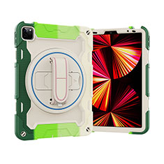 Funda Bumper Silicona y Plastico Mate Carcasa con Soporte L03 para Apple iPad Pro 11 (2022) Verde