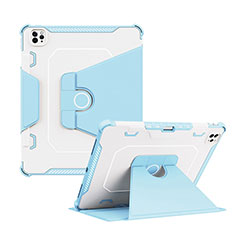 Funda Bumper Silicona y Plastico Mate Carcasa con Soporte L04 para Apple iPad Pro 12.9 (2020) Azul