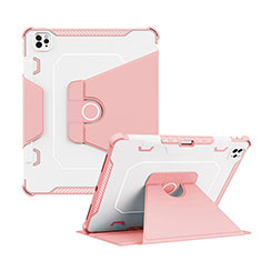 Funda Bumper Silicona y Plastico Mate Carcasa con Soporte L04 para Apple iPad Pro 12.9 (2020) Rosa