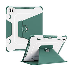 Funda Bumper Silicona y Plastico Mate Carcasa con Soporte L04 para Apple iPad Pro 12.9 (2021) Verde