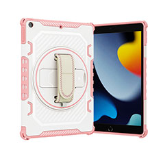 Funda Bumper Silicona y Plastico Mate Carcasa con Soporte L06 para Apple iPad 10.2 (2021) Oro Rosa