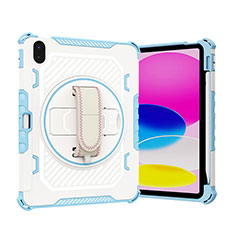 Funda Bumper Silicona y Plastico Mate Carcasa con Soporte L06 para Apple iPad 10.9 (2022) Azul