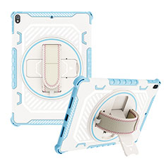 Funda Bumper Silicona y Plastico Mate Carcasa con Soporte L06 para Apple iPad Pro 10.5 Azul