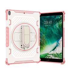Funda Bumper Silicona y Plastico Mate Carcasa con Soporte L07 para Apple iPad Pro 10.5 Oro Rosa