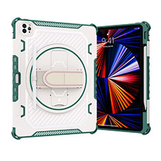 Funda Bumper Silicona y Plastico Mate Carcasa con Soporte L07 para Apple iPad Pro 12.9 (2020) Verde