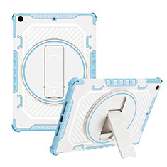 Funda Bumper Silicona y Plastico Mate Carcasa con Soporte L08 para Apple iPad 10.2 (2021) Azul