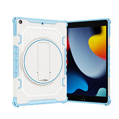 Funda Bumper Silicona y Plastico Mate Carcasa con Soporte L09 para Apple iPad 10.2 (2020) Azul