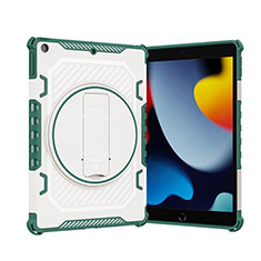 Funda Bumper Silicona y Plastico Mate Carcasa con Soporte L09 para Apple iPad 10.2 (2021) Verde