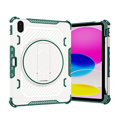 Funda Bumper Silicona y Plastico Mate Carcasa con Soporte L09 para Apple iPad 10.9 (2022) Verde