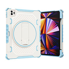 Funda Bumper Silicona y Plastico Mate Carcasa con Soporte L09 para Apple iPad Pro 11 (2020) Azul