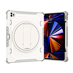 Funda Bumper Silicona y Plastico Mate Carcasa con Soporte L09 para Apple iPad Pro 12.9 (2020) Gris