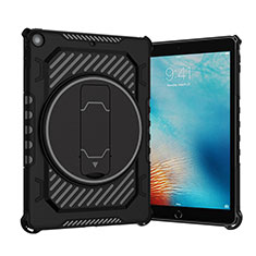 Funda Bumper Silicona y Plastico Mate Carcasa con Soporte L09 para Apple New iPad 9.7 (2017) Negro