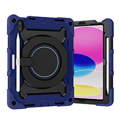 Funda Bumper Silicona y Plastico Mate Carcasa con Soporte L11 para Apple iPad 10.9 (2022) Azul