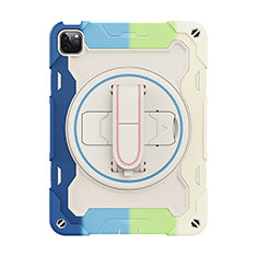 Funda Bumper Silicona y Plastico Mate Carcasa con Soporte L11 para Apple iPad Pro 11 (2020) Azul