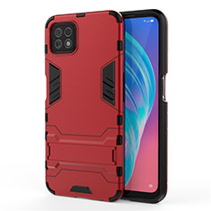 Funda Bumper Silicona y Plastico Mate Carcasa con Soporte M01 para Oppo A53 5G Rojo