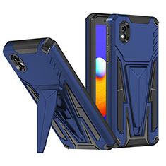 Funda Bumper Silicona y Plastico Mate Carcasa con Soporte MQ1 para Samsung Galaxy A01 Core Azul