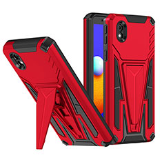 Funda Bumper Silicona y Plastico Mate Carcasa con Soporte MQ1 para Samsung Galaxy A01 Core Rojo