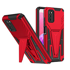 Funda Bumper Silicona y Plastico Mate Carcasa con Soporte MQ1 para Samsung Galaxy A03s Rojo