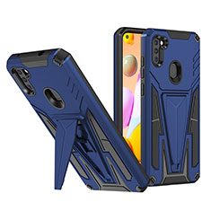 Funda Bumper Silicona y Plastico Mate Carcasa con Soporte MQ1 para Samsung Galaxy A11 Azul