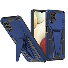 Funda Bumper Silicona y Plastico Mate Carcasa con Soporte MQ1 para Samsung Galaxy A12 Nacho Azul