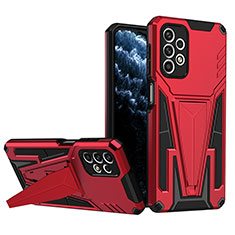 Funda Bumper Silicona y Plastico Mate Carcasa con Soporte MQ1 para Samsung Galaxy A23 5G Rojo