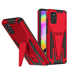 Funda Bumper Silicona y Plastico Mate Carcasa con Soporte MQ1 para Samsung Galaxy A31 Rojo