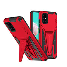 Funda Bumper Silicona y Plastico Mate Carcasa con Soporte MQ1 para Samsung Galaxy A51 4G Rojo
