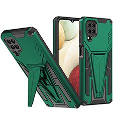 Funda Bumper Silicona y Plastico Mate Carcasa con Soporte MQ1 para Samsung Galaxy F12 Verde