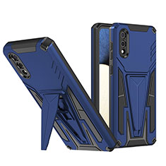 Funda Bumper Silicona y Plastico Mate Carcasa con Soporte MQ1 para Samsung Galaxy M02 Azul
