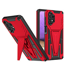 Funda Bumper Silicona y Plastico Mate Carcasa con Soporte MQ1 para Samsung Galaxy M32 5G Rojo