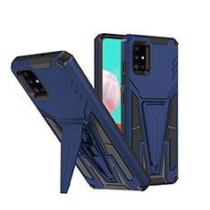 Funda Bumper Silicona y Plastico Mate Carcasa con Soporte MQ1 para Samsung Galaxy M40S Azul