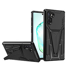 Funda Bumper Silicona y Plastico Mate Carcasa con Soporte MQ1 para Samsung Galaxy Note 10 5G Negro