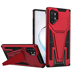 Funda Bumper Silicona y Plastico Mate Carcasa con Soporte MQ1 para Samsung Galaxy Note 10 Plus 5G Rojo