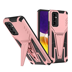 Funda Bumper Silicona y Plastico Mate Carcasa con Soporte MQ1 para Samsung Galaxy Quantum2 5G Oro Rosa